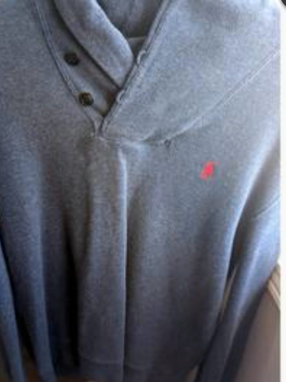 Ralph Lauren Gray Pullover Hoodie with Red Polo Logo